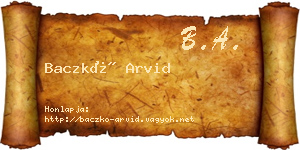 Baczkó Arvid névjegykártya